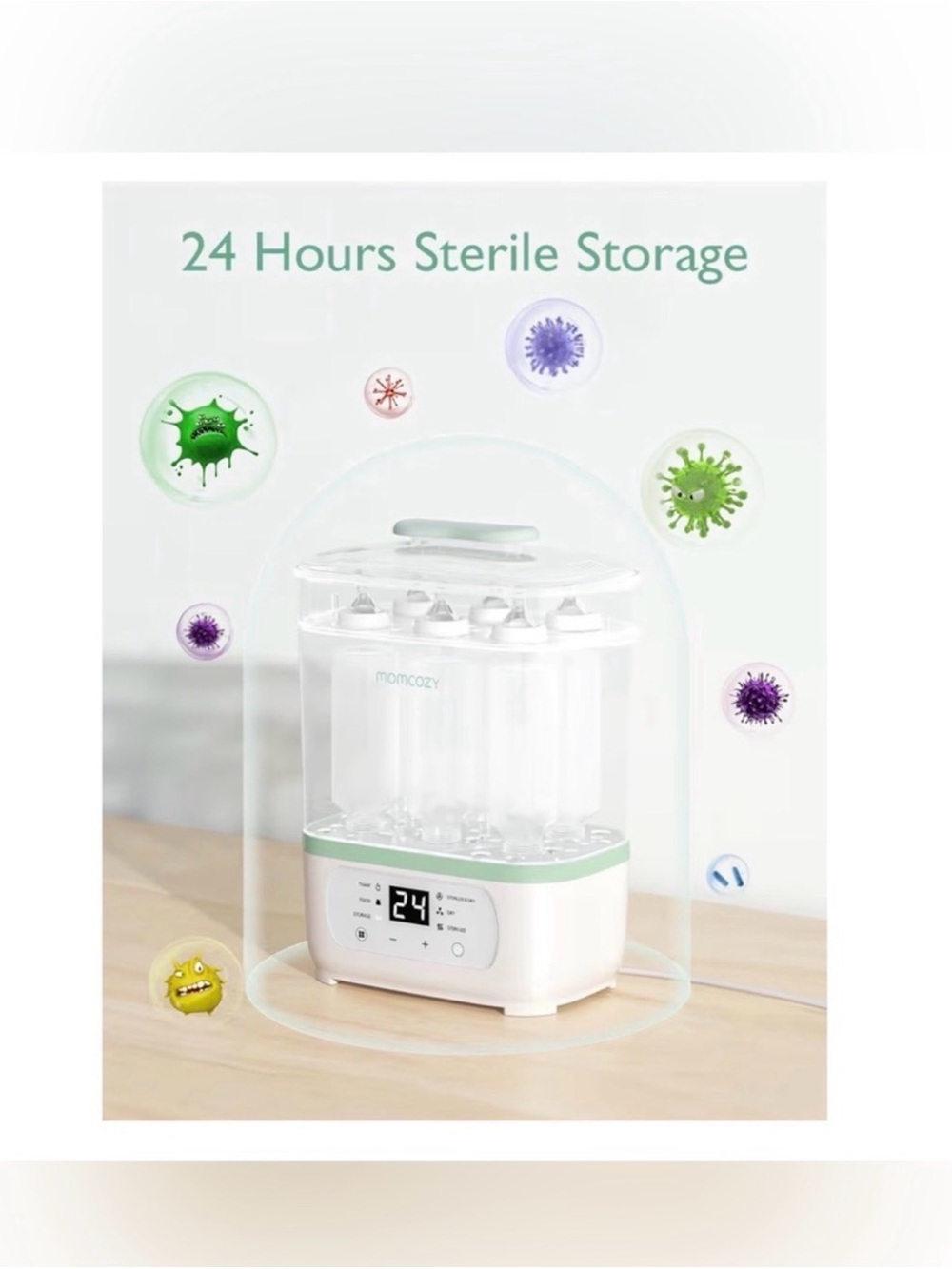 NIB - Momcozy Green and White Electric Baby Bottle Sterilizer - Picture 4 of 6